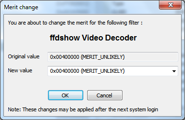 Graphstudio FFDShow Video Filter Merit Before Change